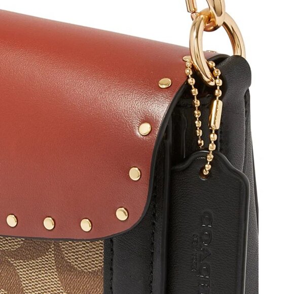 Coach Georgie  Bag In Colorblock Signature Canvas and Leather With Rivets NWT - Picture 9 of 11